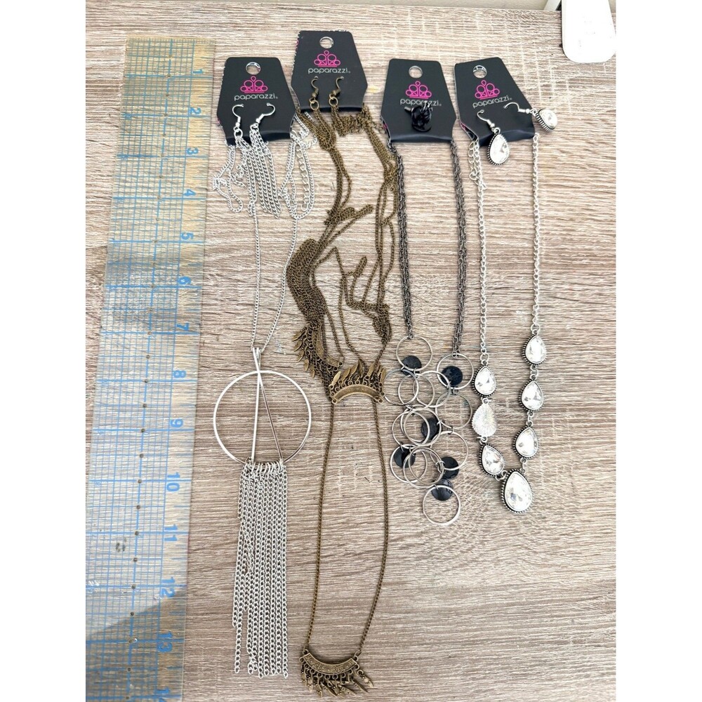 Paparazzi Accessories Statement Necklace & Earring Reseller Wholesale Lot of 4